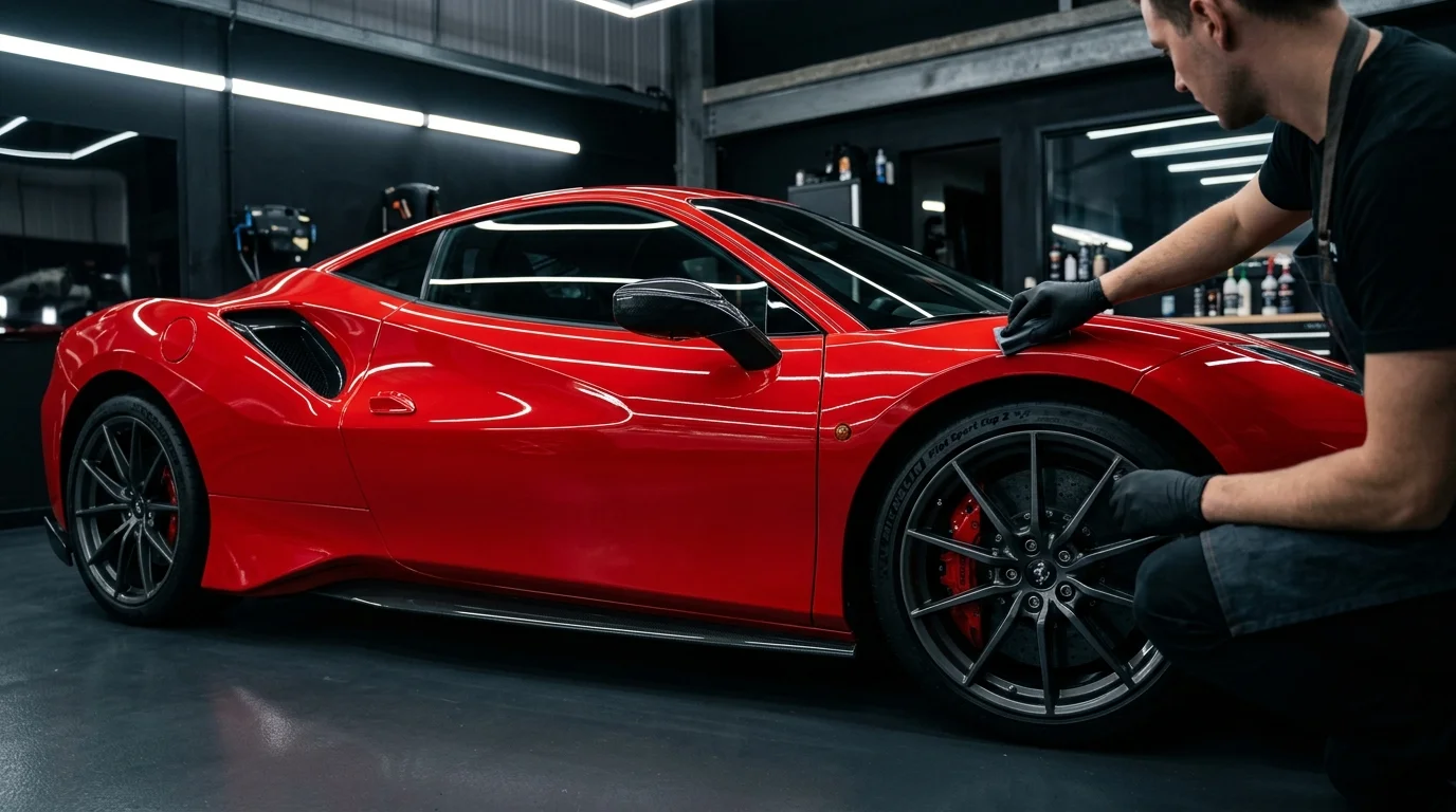 Proses Ceramic Coating Ferrari 488 Pista Merah Auto Fusion Pro